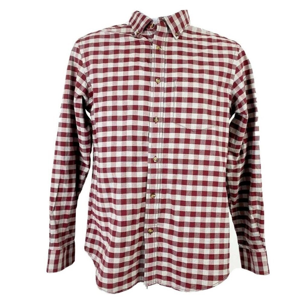 Old Navy Checkered Button Down Shirt‎ Men's Small Burgundy Gray